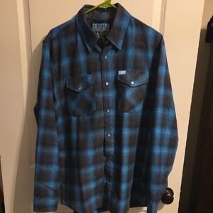 Dixxon Teal And Dark Gray Plaid Button-Up Shirt